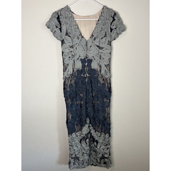 BHLDN JS Collection SANTIAGO Dress Navy/Cloud 2 Anthropologie Midi Coctail - Picture 6 of 12